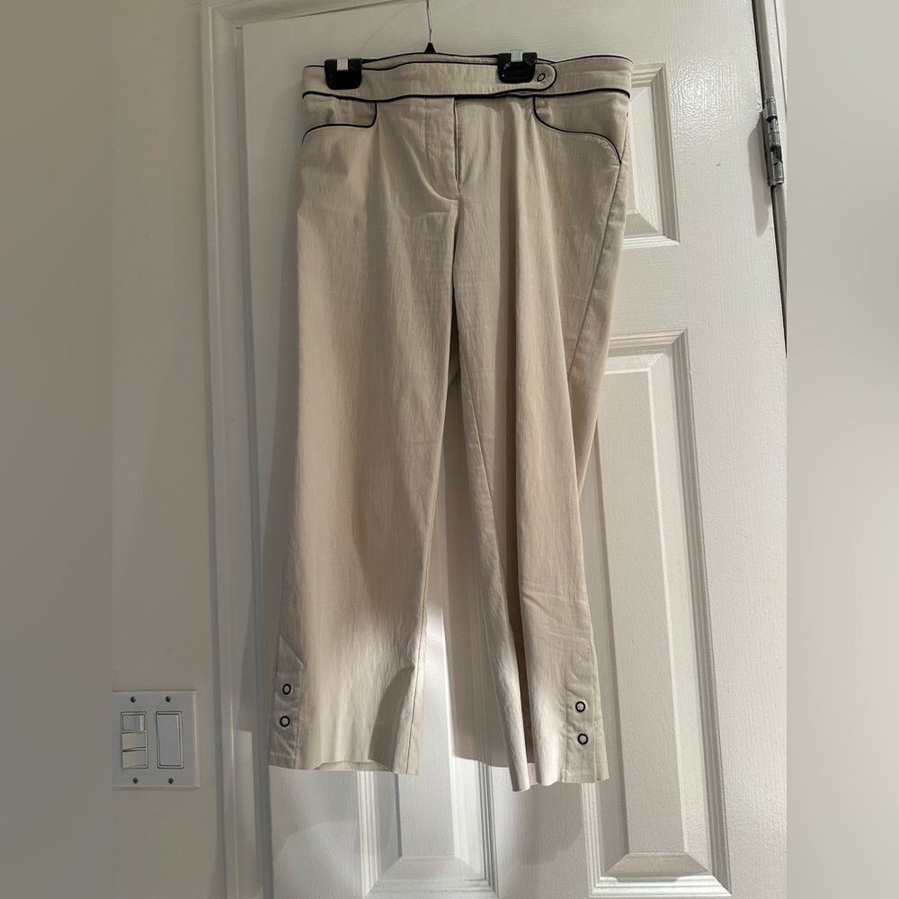 Bebe Cream Pants with Button Accents